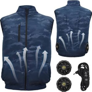 MIOZUKI Vest, Air Conditioned Work Clothes, 9 Leaves, Brushless, Strong Wind, Energy Saving, Ultra Quiet Fan, 3 Adjustable Levels, Sleeveless, Rash Guard, Under the Sun, Fishing, Outdoors, Sports, Golf, Unisex